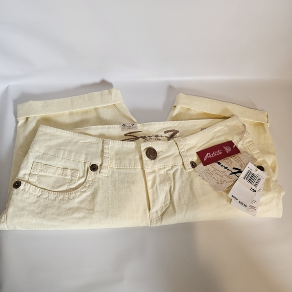 SEVEN7 ROLLED CUFF PALE YELLOW BERMUDA SHORTS - Picture 5 of 11
